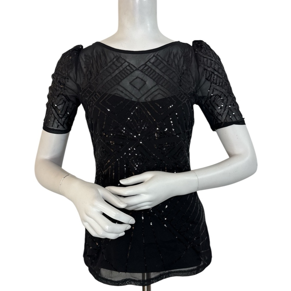 Elegant Black Sequin Top